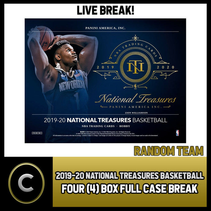 2019-20 NATIONAL TREASURES BASKETBALL 4 BOX (CASE) BREAK #B447 - RANDOM TEAMS
