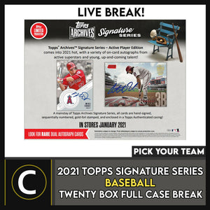 2021 TOPPS ARCHIVES SIGNATURE 20 BOX (FULL CASE) BREAK #A1044 - PICK YOUR TEAM