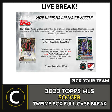 2020 TOPPS MLS SOCCER 12 BOX (FULL CASE) BREAK #S115 - PICK YOUR TEAM