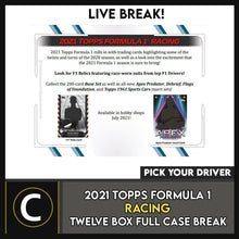 Load image into Gallery viewer, 2021 TOPPS FORMULA 1 RACING 12 BOX (FULL CASE) BREAK #N037 - PICK YOUR DRIVER