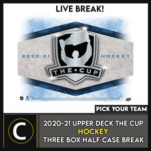 2020-21 UPPER DECK THE CUP HOCKEY 3 BOX HALF CASE BREAK #H1522 - PICK YOUR TEAM