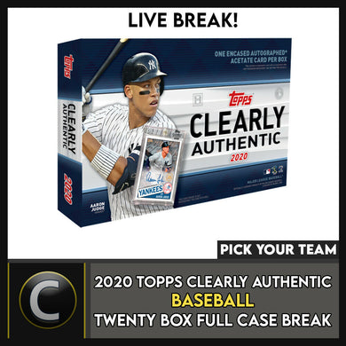 2020 TOPPS CLEARLY AUTHENTIC 20 BOX FULL CASE BREAK #A846 - PICK YOUR TEAM