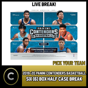 2019-20 PANINI CONTENDERS 6 BOX (HALF CASE) BREAK #B340 - PICK YOUR TEAM