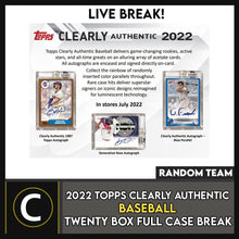 Load image into Gallery viewer, 2022 TOPPS CLEARLY AUTHENTIC BASEBALL 20 BOX CASE BREAK #A1502 - RANDOM TEAM