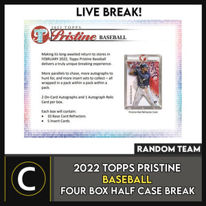 2022 TOPPS PRISTINE BASESBALL 4 BOX (HALF CASE) BREAK #A1478 - RANDOM TEAM