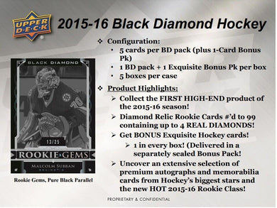 2015-16 Upper Deck Black Diamond Hockey Sealed Hobby Box - Free Shipping