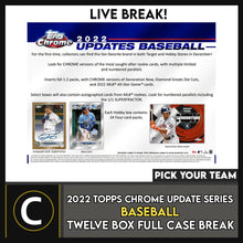 Load image into Gallery viewer, 2022 TOPPS CHROME UPDATE BASEBALL 12 BOX FULL CASE BREAK #A1629 - PICK YOUR TEAM