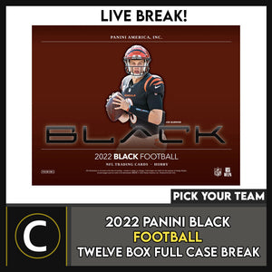 2022 PANINI BLACK FOOTBALL 12 BOX (FULL CASE) BREAK #F1027 - PICK YOUR TEAM