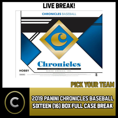 2019 PANINI CHRONICLES BASEBALL 16 BOX (FULL CASE) BREAK #A409 - PICK YOUR TEAM