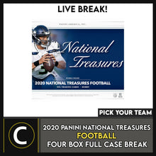 Load image into Gallery viewer, 2020 PANINI NATIONAL TREASURES FOOTBALL 4 BOX CASE BREAK #F706 - PICK YOUR TEAM