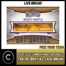Load image into Gallery viewer, 2020 LEAF LUMBER KINGS BASEBALL 10 BOX (FULL CASE) BREAK #A784 - PICK YOUR TEAM