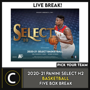 2020-21 PANINI SELECT H2 BASKETBALL 5 BOX BREAK #B664 - PICK YOUR TEAM