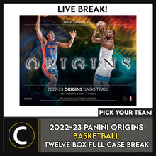 Load image into Gallery viewer, 2022-23 PANINI ORIGINS BASKETBALL 12 BOX FULL CASE BREAK #B922 - PICK YOUR TEAM