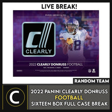 Load image into Gallery viewer, 2022 CLEARLY DONRUSS FOOTBALL 16 BOX (FULL CASE) BREAK #F1148 - RANDOM TEAMS