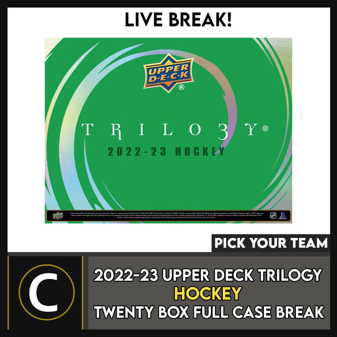 2022-23 UPPER DECK TRILOGY HOCKEY 20 BOX FULL CASE BREAK #H1616 - PICK YOUR TEAM