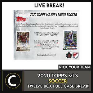 2020 TOPPS MLS SOCCER 12 BOX (FULL CASE) BREAK #S109 - PICK YOUR TEAM