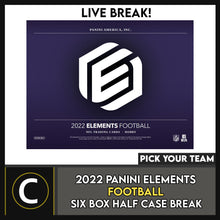 Load image into Gallery viewer, 2022 PANINI ELEMENTS FOOTBALL 6 BOX (HALF CASE)  BREAK #F1085 - PICK YOUR TEAM