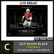 Load image into Gallery viewer, 2021 PANINI BLACK FOOTBALL 6 BOX (HALF CASE) BREAK #F792 - PICK YOUR TEAM
