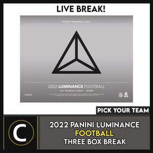 2022 PANINI LUMINANCE FOOTBALL 3 BOX BREAK #F1003 - PICK YOUR TEAM