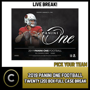 2019 PANINI ONE FOOTBALL 20 BOX (FULL CASE) BREAK #F432 - PICK YOUR TEAM