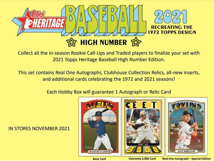 2021 Topps Heritage High Number Baseball Sealed Hobby Box - Free Shipping