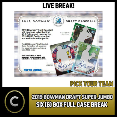 2019 BOWMAN DRAFT SUPER JUMBO 6 BOX (FULL CASE) BREAK #A860 - PICK YOUR TEAM