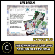 Load image into Gallery viewer, 2019 BOWMAN DRAFT SUPER JUMBO 6 BOX (FULL CASE) BREAK #A657 - PICK YOUR TEAM