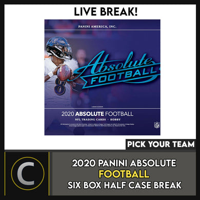 2020 PANINI ABSOLUTE FOOTBALL 6 BOX (HALF CASE) BREAK #F550 - PICK YOUR TEAM