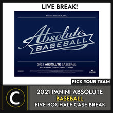 Load image into Gallery viewer, 2021 PANINI ABSOLUTE BASEBALL 5 BOX (HALF CASE) BREAK #A1655 - PICK YOUR TEAM