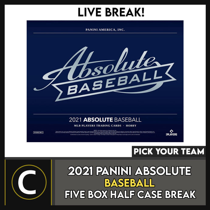 2021 PANINI ABSOLUTE BASEBALL 5 BOX (HALF CASE) BREAK #A1655 - PICK YOUR TEAM