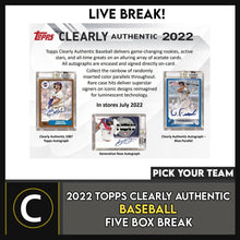 Load image into Gallery viewer, 2022 TOPPS CLEARLY AUTHENTIC BASEBALL 5 BOX BREAK #A1668 - PICK YOUR TEAM