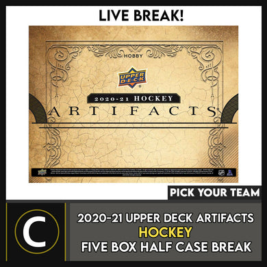 2020-21 UPPER DECK ARTIFACTS HOCKEY 5 BOX HALF CASE BREAK #H1449 -PICK YOUR TEAM