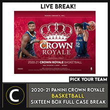 Load image into Gallery viewer, 2020-21 PANINI CROWN ROYALE BASKETBALL 16 BOX CASE BREAK #B601 - PICK YOUR TEAM