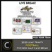Load image into Gallery viewer, 2020 LEAF TRINITY FOOTBALL 5 BOX (HALF CASE) BREAK #F588 - PICK YOUR TEAM