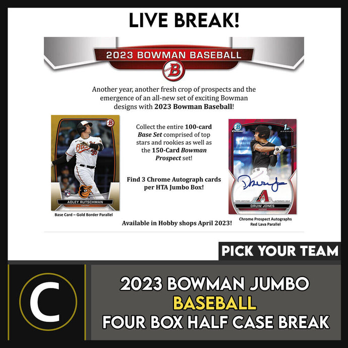 2023 BOWMAN JUMBO BASEBALL 4 BOX (HALF CASE) BREAK #A1736 - PICK YOUR TEAM