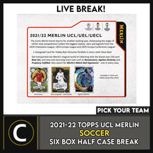 Load image into Gallery viewer, 2021/22 TOPPS UEFA CL MERLIN CHROME SOCCER 6 BOX BREAK #S291 - PICK YOUR TEAM