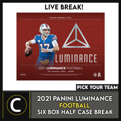 2021 PANINI LUMINANCE FOOTBALL 6 BOX (HALF CASE) BREAK #F859 - PICK YOUR TEAM