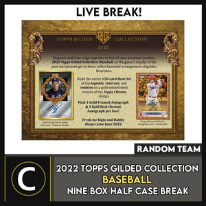 2022 TOPPS GILDED BASEBALL 9 BOX (HALF CASE) BREAK #A1679 - RANDOM TEAMS