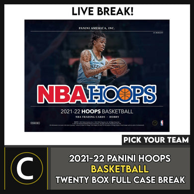 2021-22 PANINI HOOPS BASKETBALL 20 BOX (FULL CASE) BREAK #B738 - PICK YOUR TEAM