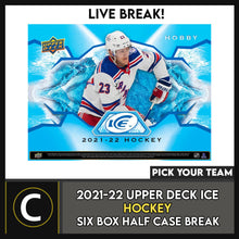 Load image into Gallery viewer, 2021-22 UPPER DECK ICE HOCKEY 6 BOX (HALF CASE) BREAK #H1587 - PICK YOUR TEAM