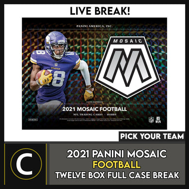 2021 PANINI MOSAIC FOOTBALL 12 BOX (FULL CASE) BREAK #F856 - PICK YOUR TEAM