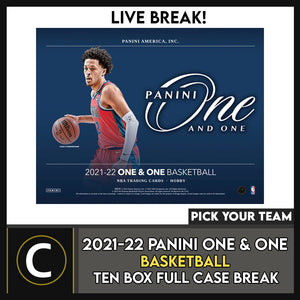 2021-22 PANINI ONE & ONE BASKETBALL 10 BOX CASE BREAK #B872 - PICK YOUR TEAM