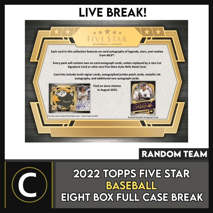 2022 TOPPS FIVE STAR BASEBALL 8 BOX (FULL CASE) BREAK #A1616 - RANDOM TEAMS