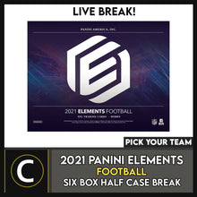 Load image into Gallery viewer, 2021 PANINI ELEMENTS FOOTBALL 6 BOX (HALF CASE) BREAK #F775 - PICK YOUR TEAM