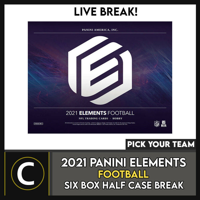 2021 PANINI ELEMENTS FOOTBALL 6 BOX (HALF CASE) BREAK #F775 - PICK YOUR TEAM