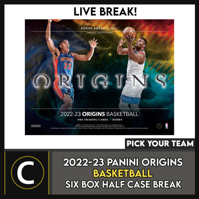 2022-23 PANINI ORIGINS BASKETBALL 6 BOX HALF CASE BREAK #B923 - PICK YOUR TEAM