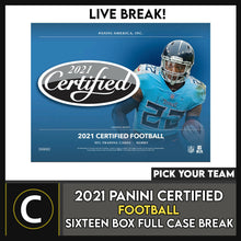 Load image into Gallery viewer, 2021 PANINI CERTIFIED FOOTBALL 16 BOX (FULL CASE) BREAK #F811 - PICK YOUR TEAM