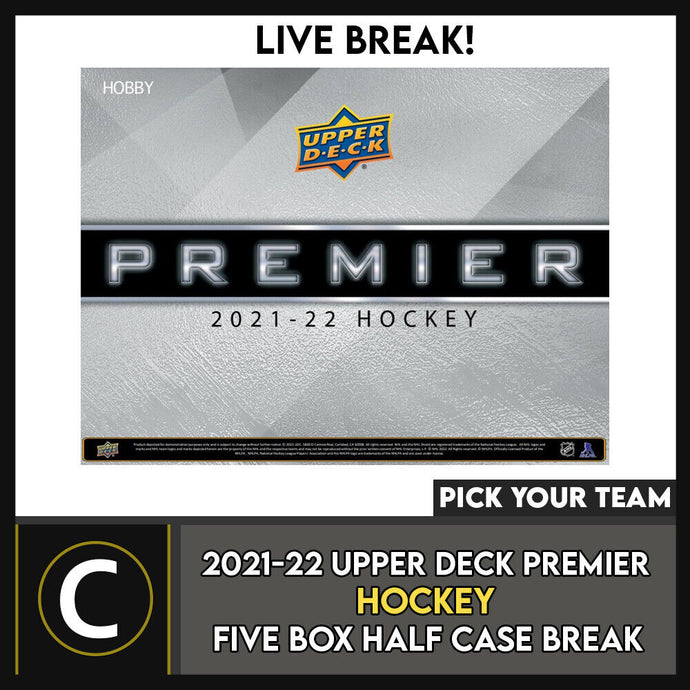 2021-22 UPPER DECK PREMIER HOCKEY 5 BOX HALF CASE BREAK #H1560 - PICK YOUR TEAM