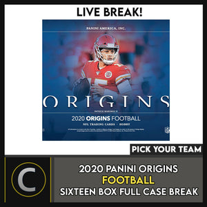 2020 PANINI ORIGINS FOOTBALL 16 BOX (FULL CASE) BREAK #F633 - PICK YOUR TEAM