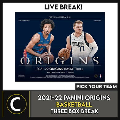 2021-22 PANINI ORIGINS BASKETBALL 3 BOX BREAK #B768 - PICK YOUR TEAM